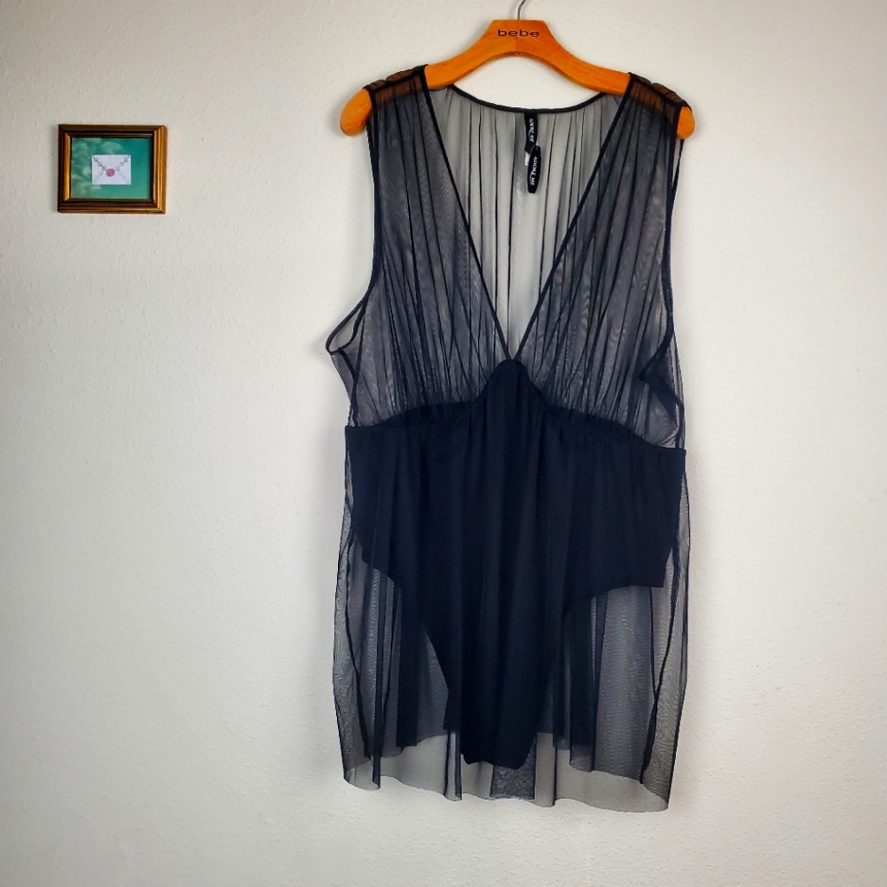 Adore Me Jet Black Sheer Black Bodysuit